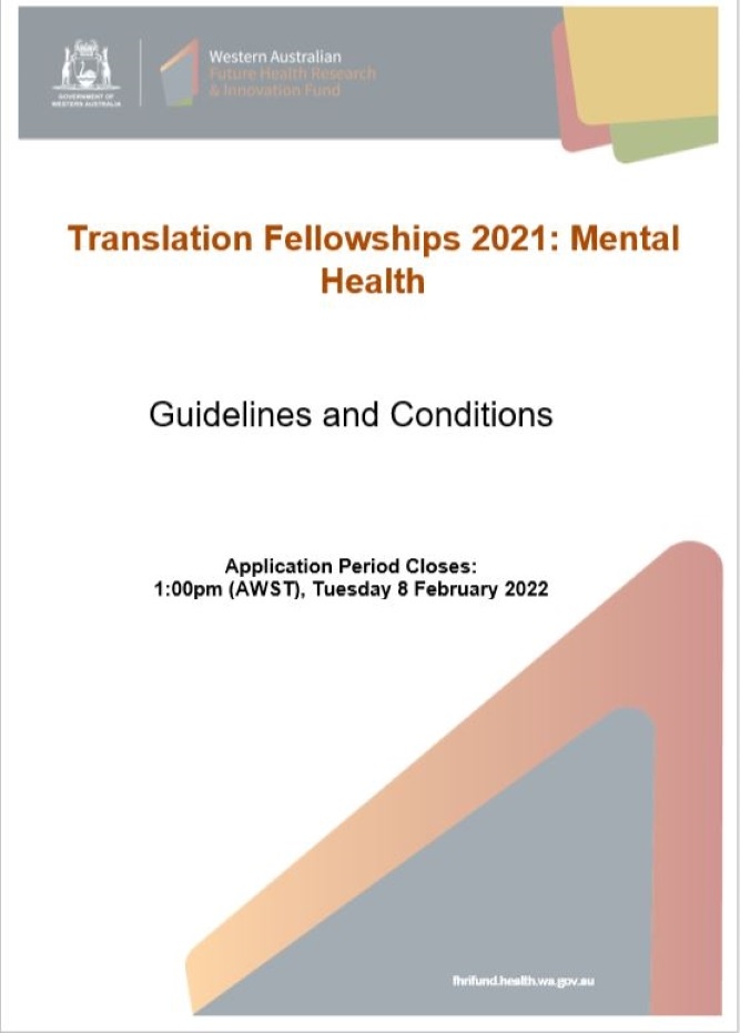 Translation Fellowships 2021 - Mental Health Guidelines and Conditions cover page