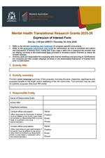 Thumbnail of Mental Health Translational Research Grants App form (click to download)